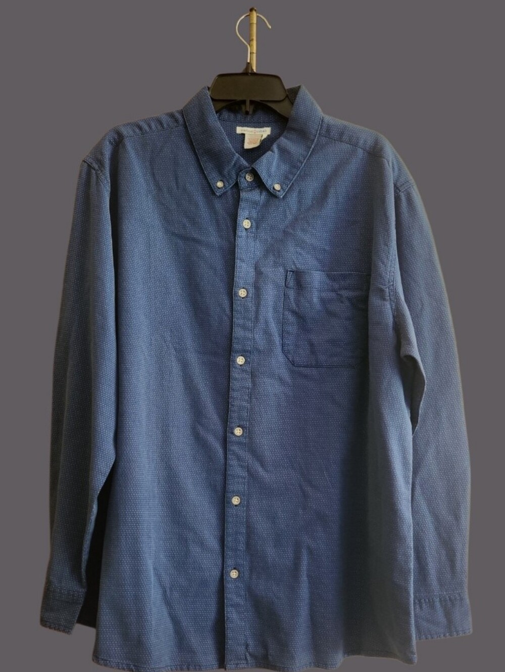 Carbon2cobalt Pointillism Jacquard Micro Dot Indigo Button-Down Casual Shirt